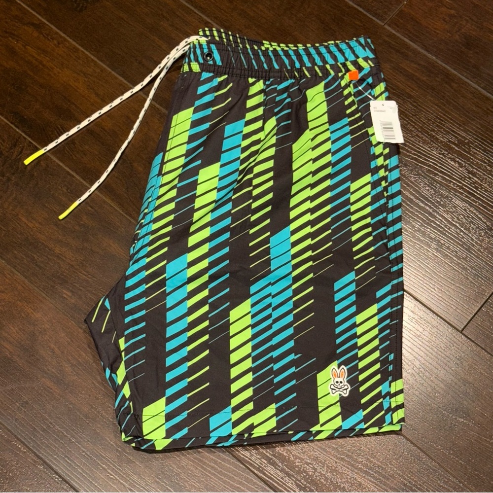 NWT! Psycho Bunny Swimming Trunks Mesh Lined 6” Shorts Mens Size L